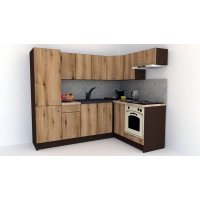 Bucatarie de Colt GENA NEW 3 DR. 160-230, Cu Corp de Cuptor, Wenge / Decor K365